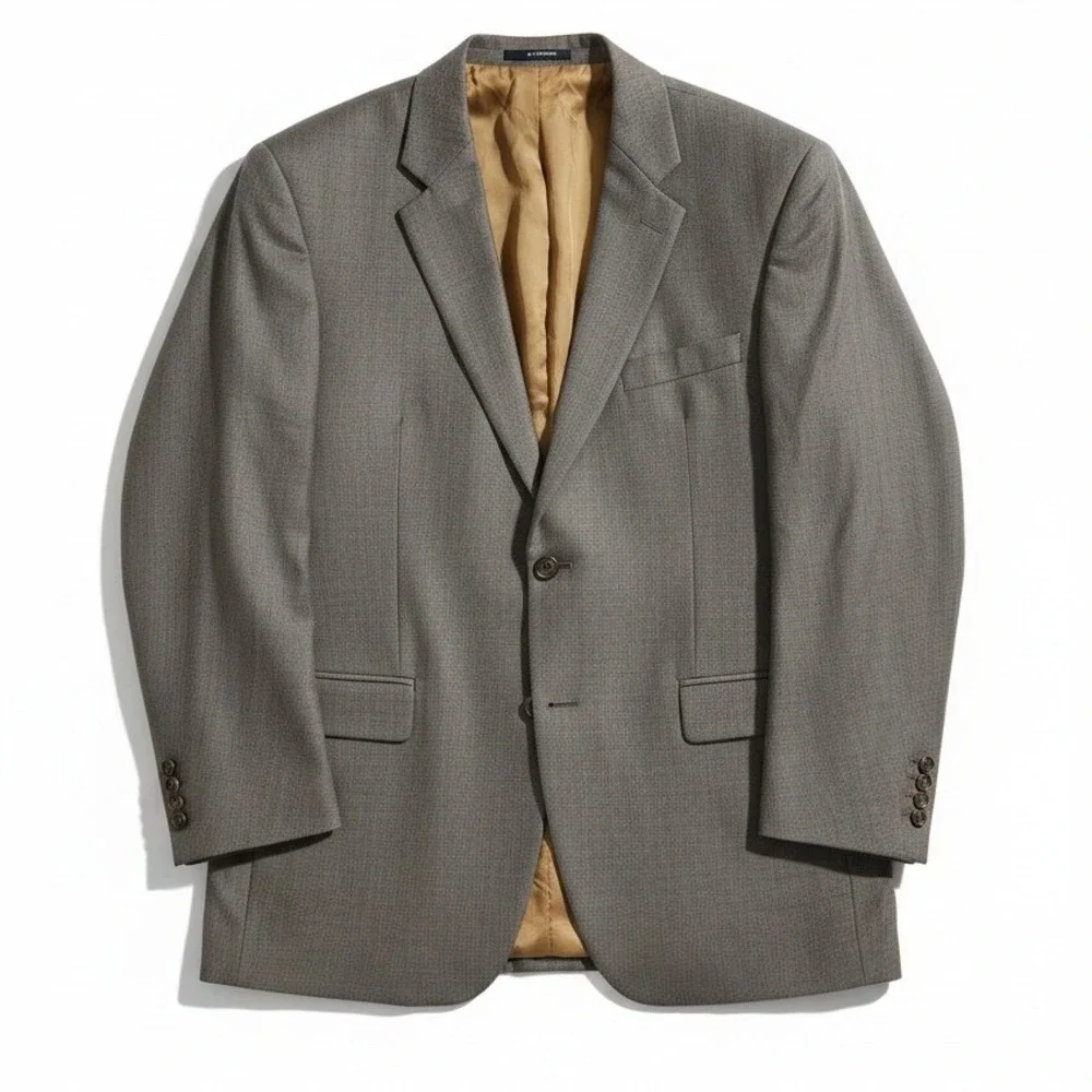 Ralph Lauren Wool Blazer Brown Two Button Sport Coat, Mens 42L, Made in Canada